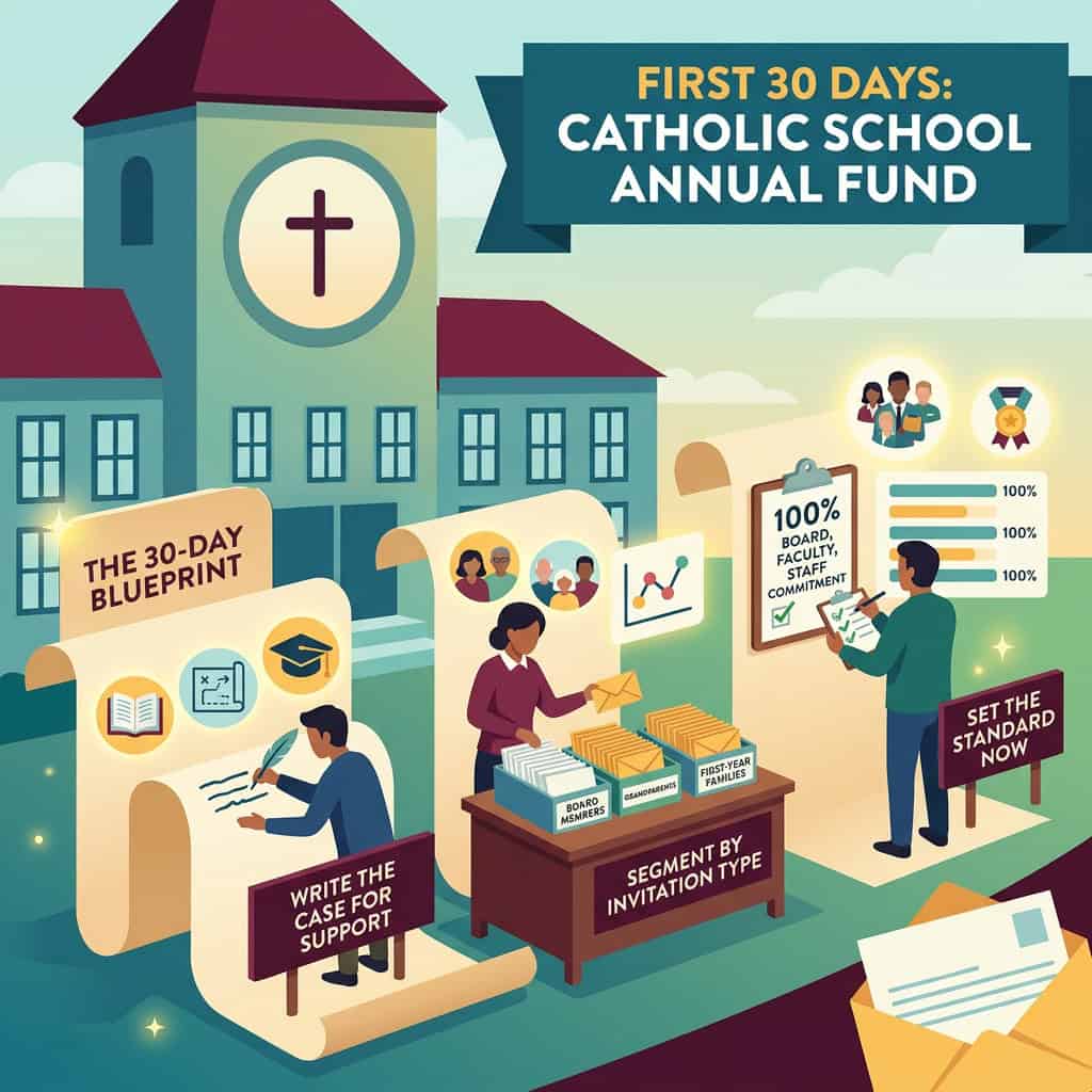 Catholic school development team planning the Annual Fund calendar